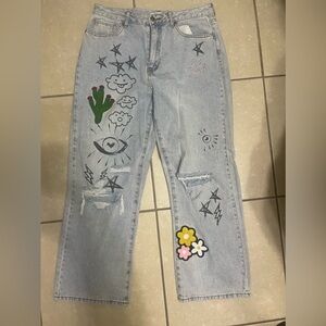 Distressed Doodle Graphic 90s-Fit Jeans